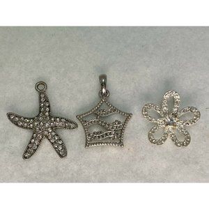 Lot of 3 Silver Tone Rhinestone Pendant Sophia
